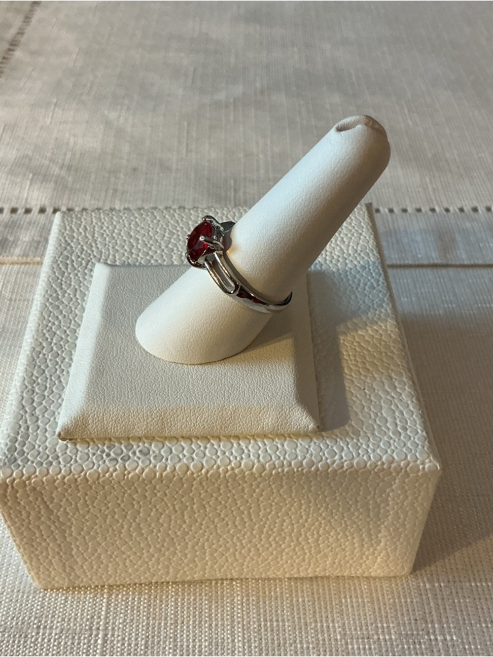 Lab Created Ruby Silver Tone Ring - image 2